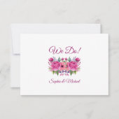 水彩ピンクフラワーブーケ結婚-We Do-s- 出欠カード (正面)