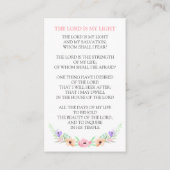 水彩ピンクフラワー葬儀祈りの言葉カード 名刺 (裏面)