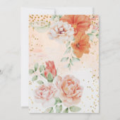 水彩ピンクフラワー開花ツインガールベビーシャワー 招待状 (裏面)