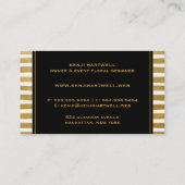 水彩ピンクフラワー&金ゴールドストライププロフェッショナル 名刺 (裏面)