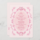 水彩ピンクフレーム招待状 招待状 (正面/裏面)