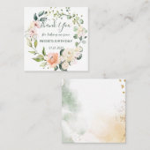 水彩ピンクフローラありがとう スクエア名刺 (正面/裏面)