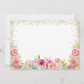 水彩ピンクフローラいくつかのバニー誕生日写真 招待状 (裏面)