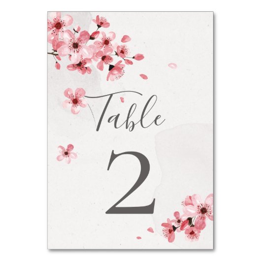水彩ピンクフローラさくらんぼ結婚ブロッサム テーブルナンバー (正面)