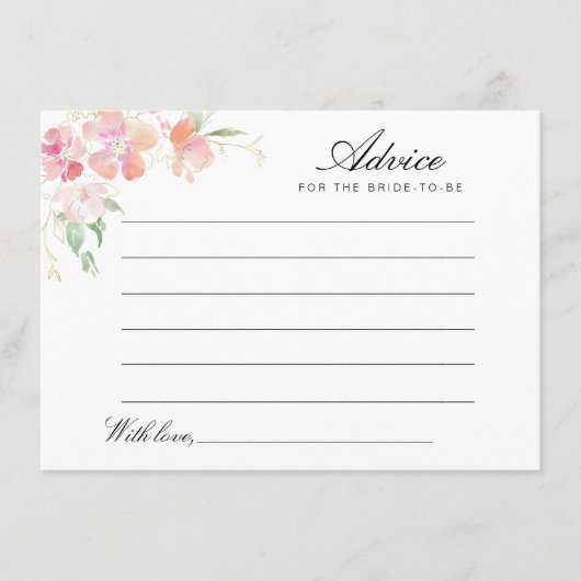 水彩ピンクフローラアドバイス アドバイスカード (正面)