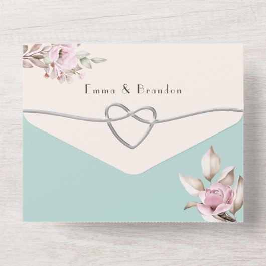 水彩ピンクフローラオールインワン招待状 オールインワン招待状 (裏面)