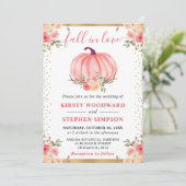 水彩ピンクフローラカボチャ秋の結婚式 招待状 (スタンド正面)