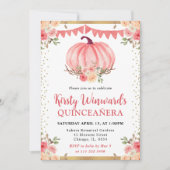 水彩ピンクフローラカボチャ秋キンセアニェラ 招待状 (正面)