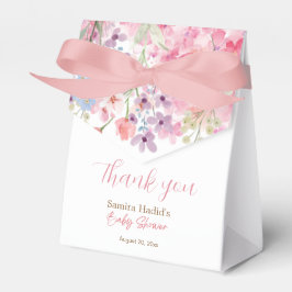 水彩ピンクフローラガールベビーシャワーありがとう フェイバーボックス