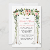 水彩ピンクフローラキャノピーブライダルシャワー 招待状 (正面)