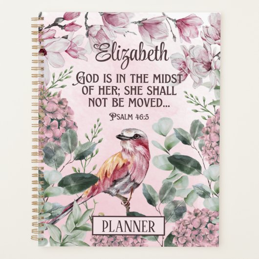水彩ピンクフローラクリスチャン聖なる書物、 経典for Her プランナー手帳 (正面)