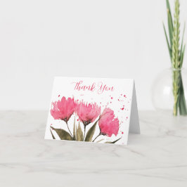 水彩ピンクフローラサンキューカード サンキューカード