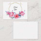 水彩ピンクフローラサンキューカード ノートカード (正面/裏面)