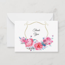 水彩ピンクフローラサンキューカード ノートカード