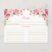 水彩ピンクフローラシャワーレシピカード金ゴールド アドバイスカード (正面)