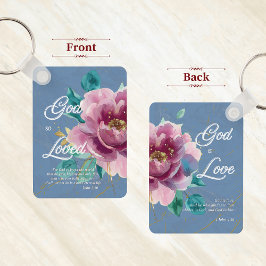 水彩ピンクフローラジョン3 16 Christian キーホルダー