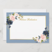 水彩ピンクフローラダスティブルー – サイズを選択 – ノートカード (正面)