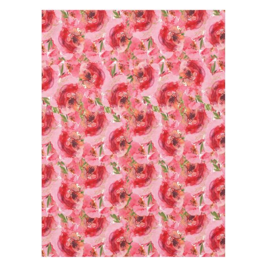 水彩ピンクフローラテーブルクロス テーブルクロス (正面)