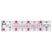 水彩ピンクフローラデザイン デスクネームプレート (正面)