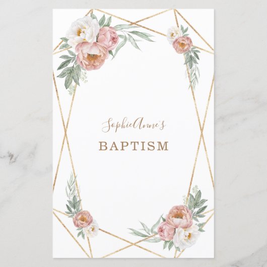 水彩ピンクフローラパンパスグラスバプティスメニュー (裏面)