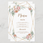 水彩ピンクフローラパンパスグラスバプティスメニュー (正面/裏面)