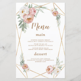 水彩ピンクフローラパンパスグラス結婚ズメニュー