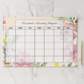 水彩ピンクフローラパーソナライズされた月プランナー ペーパーパッド (インサイチュ)