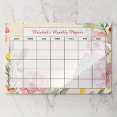 水彩ピンクフローラパーソナライズされた月プランナー ペーパーパッド (折り畳み)
