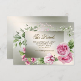 水彩ピンクフローラフレーム光沢のあるブロンズパーティー エンクロージャーカード