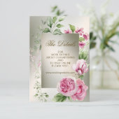 水彩ピンクフローラフレーム光沢のあるブロンズパーティー エンクロージャーカード (スタンド正面)