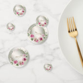 水彩ピンクフローラフレーム光沢のあるブロンズパーティー コンフェッティ (グループ)