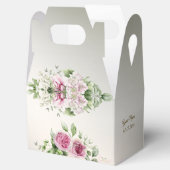 水彩ピンクフローラフレーム光沢のあるブロンズパーティー フェイバーボックス (オープン)