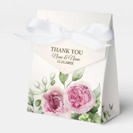 水彩ピンクフローラフレーム光沢のあるブロンズパーティー フェイバーボックス