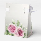水彩ピンクフローラフレーム光沢のあるブロンズパーティー フェイバーボックス (裏面サイド)