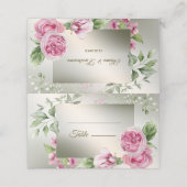 水彩ピンクフローラフレーム光沢のあるブロンズパーティー プレイスカード (外部開封)