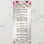 水彩ピンクフローラフレーム光沢のあるブロンズパーティー プログラム (裏面)