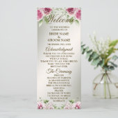 水彩ピンクフローラフレーム光沢のあるブロンズパーティー プログラム (スタンド正面)