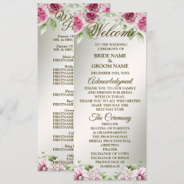 水彩ピンクフローラフレーム光沢のあるブロンズパーティー プログラム