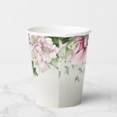 水彩ピンクフローラフレーム光沢のあるブロンズパーティー 紙コップ (右)