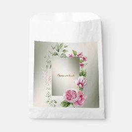 水彩ピンクフローラフレーム光沢のある青銅パーティーFa フェイバーバッグ