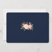 水彩ピンクフローラフレームNavy Blue 結婚's 招待状 (裏面)