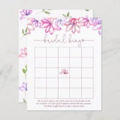 水彩ピンクフローラブライダルシャワービンゴゲーム (正面/裏面)
