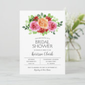 水彩ピンクフローラブライダルシャワー招待状 (スタンド正面)