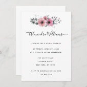 水彩ピンクフローラブライダルシャワー招待状 招待状 (正面/裏面)