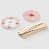 水彩ピンクフローラブライダルシャワー ハンドファン (組立なし)