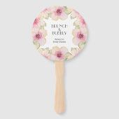 水彩ピンクフローラブライダルシャワー ハンドファン (正面)