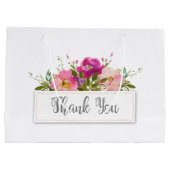 水彩ピンクフローラブライダルシャワー ラージペーパーバッグ (裏面)