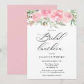 水彩ピンクフローラブライダル昼食会 招待状 (正面/裏面)