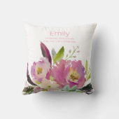 水彩ピンクフローラベビーガール統計子供部屋 クッション (裏面)