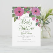 水彩ピンクフローラベビーシャワーカード 招待状 (スタンド正面)